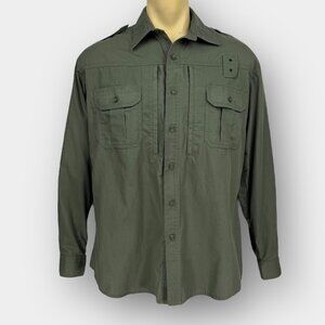 Propper‎ Mens Large Tactical Ripstop Shirt Hidden YKK Zipper Mock Button Olive